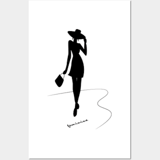 Fashionable woman in a hat Posters and Art